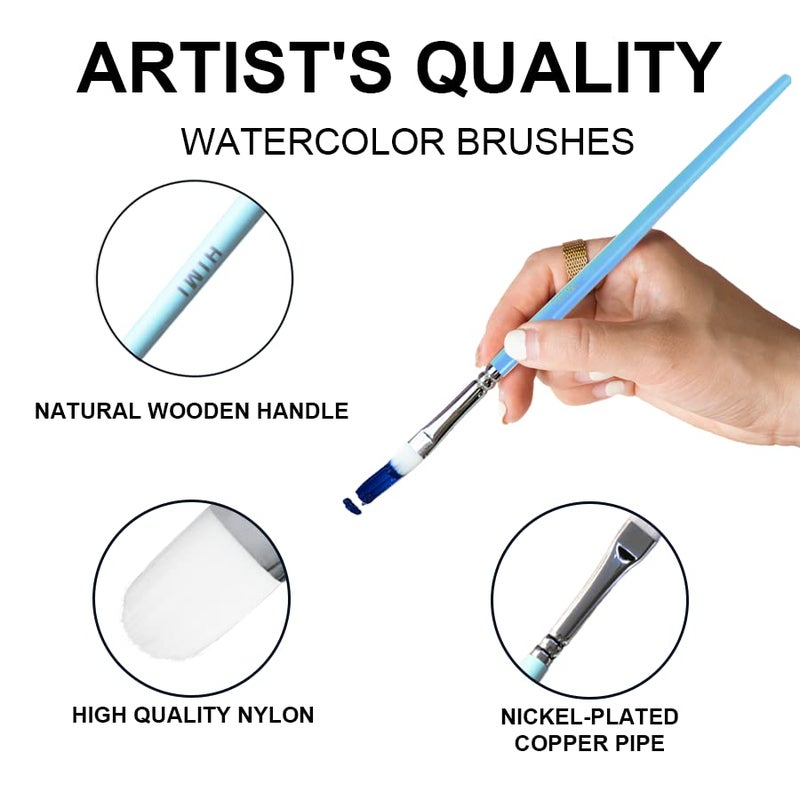 HIMI Gouache/Watercolor Paint Brushes Set 5 Pcs for Acrylic Oil Watercolor Face & Body Gouache Painting Nice Gift Art hobbyist,Adults (Blue, Watercolor Brush) - Image 5